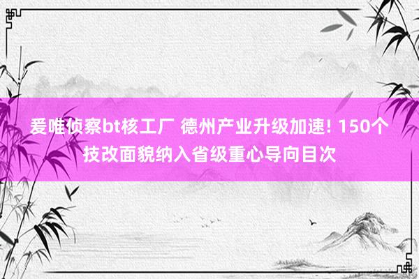 爰唯侦察bt核工厂 德州产业升级加速! 150个技改面貌纳入省级重心导向目次